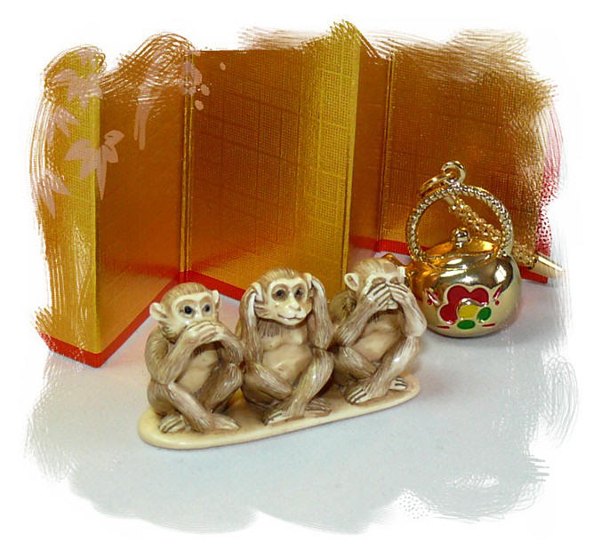 нецки, нэцки, японская нецка Обезьянки