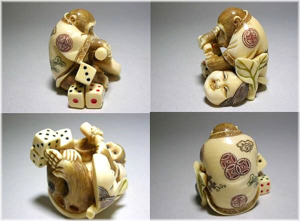 антикварная нэцкэ из слоновой кости Обезьянка, 1930-е гг.