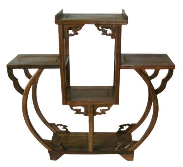 японская резная деревянная полочка для нэцкэ