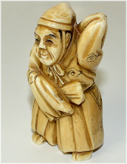 японская антикварная нэцкэ из слоновой кости Актер Кабуки