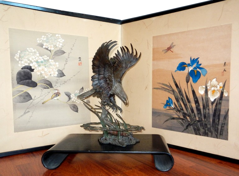 японская ширма с авторскими рисунками, 1920-е гг.