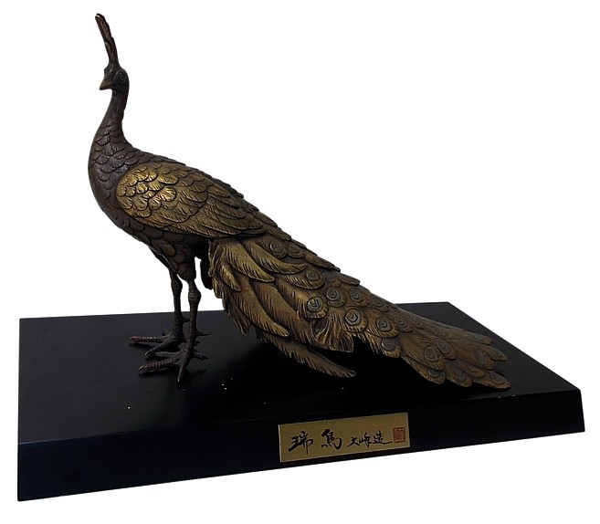японское искусство: бронзовая статуэтка ПАВЛИН, 1900-е гг.