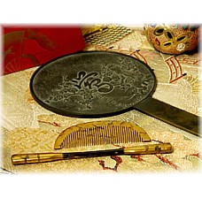 антикварное японское бронзовое зеркало, конец эпохи Эдо