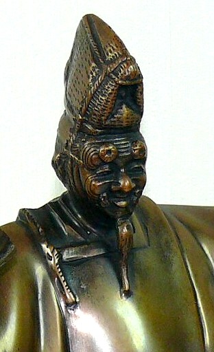 актер японского театра НО в маске, бронзовая антикварная статуэтка