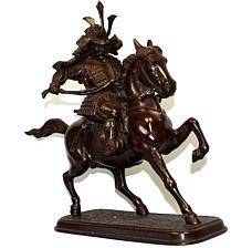 бронзовая японская статуэтка Самурай на коне, 1930-50-е гг.