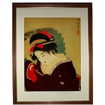 японская гравюра в стиле шин-ханга Дама с зонтиком, 1930-е гг.