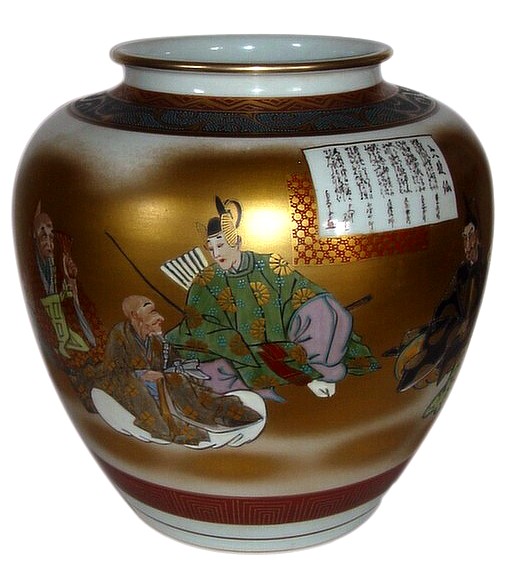 японская антикварная фарфоровая ваза эпохи Эдо с круговой росписью