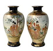японские антикварные парные ваза Сацума. интернет-магазин Аояма До