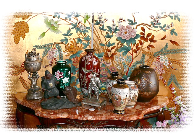 японские антикварные вазы клуазоне ( перегородчатая эмаль)