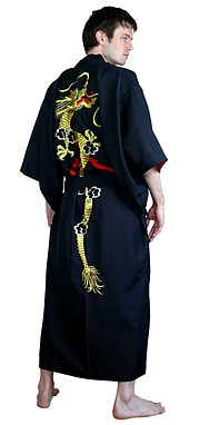 мужской халат кимоно с вышивкой и подкладкой
