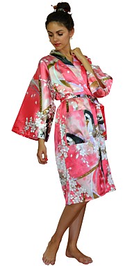 халатик-кимоно из изкусственного шелка, сделано в Японии