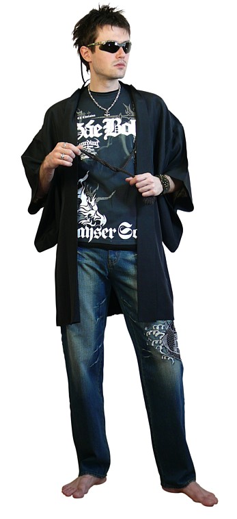 мужское старинное шелковое хаори