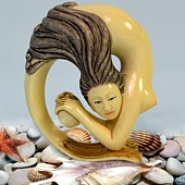 японская нэцка РУСАЛКА, слоновая кость